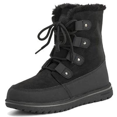 Abbildung von Polar Boot Damen Gesteppt Kurz Schnee Winter Kunstpelz Warm Dauerhaft Wasserdicht Stiefel 6 BLK39 AYC0520