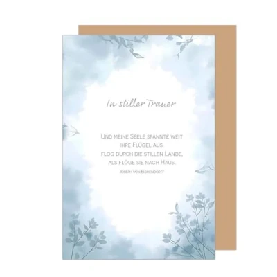 Abbildung von Edition Seidel Premium Trauerkarte mit Umschlag. Beileidskarte Trauer Karte Spruch In stiller Aufrichtige Anteilnahme Abschied letzter Gruß Mitgefühl Zweige (T1190 SW025)