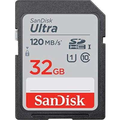 Abbildung von SanDisk Ultra 32GB SDHC Memory Card, Up to 120 MB/s, Class 10, UHS I, V10