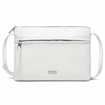 Abbildung von David Jones Damen Umhängetasche Kleine Flache Handtasche PU Leder Tasche Klassiche Elegante Beuteltasche Reise Shopping Handytasche Arbeit Clutch Party Weiß