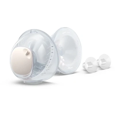Abbildung von AVENT freihändige Doppel Auffangbecher, ultraleichte und transparente Auffangbecher für die elektrische Milchpumpe, 4 Brusthauben (2 x 21 mm, 2 24 mm), 19 mm Einsätze, SCF439/01