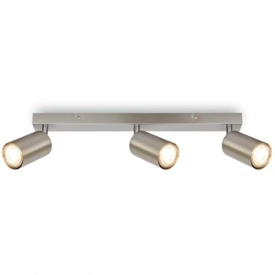 Abbildung von BRILONER Deckenlampe schwenkbar, GU10 Fassung, max. 9 W, Deckenleuchte, Lampe, Wohnzimmerlampe, Schlafzimmerlampe, Küchenlampe, Deckenstrahler, Deckenbeleuchtung, 44 cm, Nickel Matt