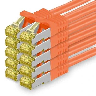 Abbildung von Cat.7 Netzwerkkabel 1m Orange 10 Stück Cat7 Ethernetkabel Netzwerk LAN Kabel Rohkabel Gb s SFTP PIMF LSZH Set Patchkabel mit Rj 45 Stecker Cat.6a