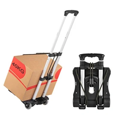 Abbildung von 40kg / 88lbs Transportkarren Handwagen, Leichtgewichtiger kompakter und langlebiger Aluminiumlegierungs Sackkarren, für Gepäck, persönliche Gegenstände, Reise, Umzug Bürogebrauch