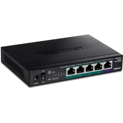 Abbildung von TRENDnet TPE TG350 5 Port Unmanaged 2.5G PoE+ Switch, Lüfterlos, Kompaktes Desktop Design, Metallgehäuse, 2.5GBASE T Ports, IEEE 802.3bz, 55W PoE Budget, Schwarz