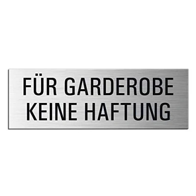 Abbildung von Schild Für Garderobe keine Haftung 240x80 mm Türschild aus Aluminium gebürstet Edelstahloptik selbstklebend 26016 S
