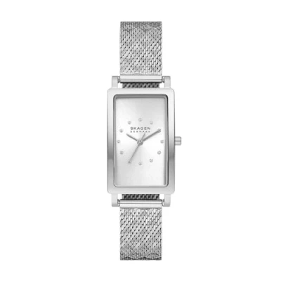 Abbildung von Skagen Hagen Uhr für Damen, Quarzwerk mit Edelstahl oder Lederarmband, Silberfarben, 43MM