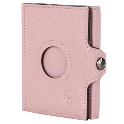 Abbildung von VON HEESEN Airtag Slim Wallet mit Münzfach &amp; RFID Schutz Portmonee Herren klein aus echtem Leder Mini Geldbörse Kreditkartenetui Kartenetui Portemonnaie Geldbeutel (Lavendel)
