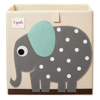 Abbildung von 3 Sprouts, Aufbewahrungsbox Kinder mit Deckel, Spielzeugbox für Kallax Regale, Box zur Spielzeugaufbewahrung, Kinderzimmer, Aufbewahrungsboxen Spielzeug Elefant