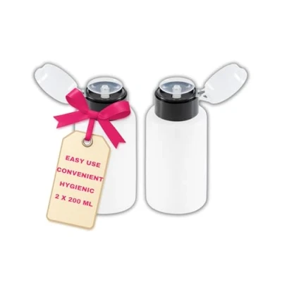 Abbildung von LALILL 2 Stück Dispenser Pumpspender Pumpflasche Set für Flüssigkeiten Nagellackentferner, Remover Maniküre 200ml Weiß