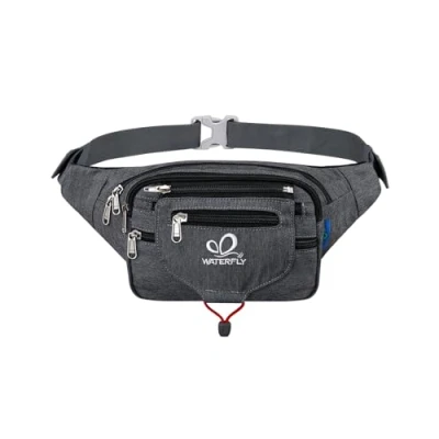 Abbildung von WATERFLY Bauchtasche Gürteltasche Damen und Herren Sport Hüfttasche für Laufen Fitness Joggen Wandern Grau