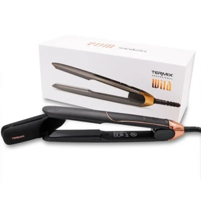 Abbildung von Termix Wild Glätteisen. Professionelles Glätteisen mit Ionentechnologie für den Friseursalon. Keramik und Turmalinplatten. Tª Regler. Maximale Leistung von 240 W. 27 mm Platten. Schwarz