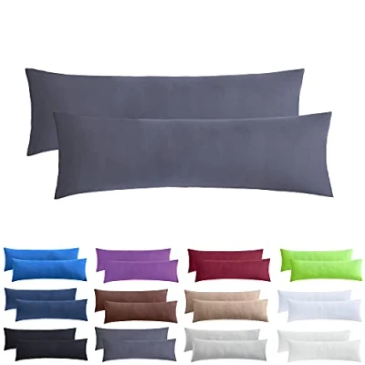 Abbildung von NatureMark 2er Pack Jersey Kissenbezug Kissenhülle Kissenbezüge Seitenschläferkissen Nackenkissen viele Größen und Farben ÖKO TEX (40 x 145 cm (Seitenschläfer/Stillkissenbezug), Anthrazit grau)