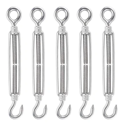 Abbildung von WiMas 5 Stück M8 Edelstahl Spannschlösser Draht Spanner, Verstellbare Spannschloss Haken und Augen Set, Drahtseil OC Spannung