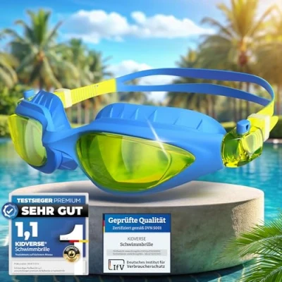 Abbildung von KIDVERSE Schwimmbrille Kinder Bequeme für Jungen &amp; Mädchen ab 3 Jahre Geprüfte mit UV Schutz Anti Beschlag Wasserdichte Kindertaucherbrillen