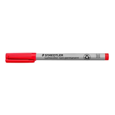 Abbildung von STAEDTLER Folienstift non permanent Lumocolor, rot, wasserlöslich, Made in Germany, nachfüllbar, lange Lebensdauer, Rundspitze M ca. 1,0, 10 rote Universalstifte im Kartonetui, 315 2