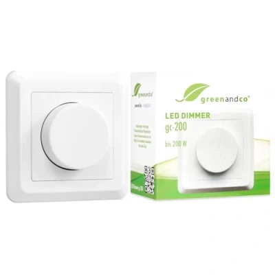 Abbildung von greenandco® gc 200 Unterputz LED und Halogen Dimmer 1 Watt, auch für herkömmliche Leuchtmittel Wechselschaltungen geeignet, weiß