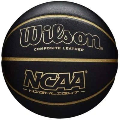 Abbildung von Wilson Men&#039;s NCAA Highlight 295 BSKT Basketball, Black/Gold, Official, 7
