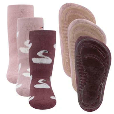 Abbildung von EWERS 3er Pack Schwan Stoppersocken SoftStep, Socken mit Antirutschsohle für Mädchen, Anti Rutsch Gummisohle, MADE IN GERMANY, 3 Paar rutschfeste Kindersocken, Größe 18 29