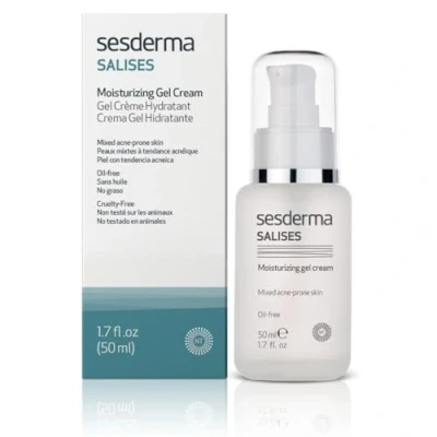 Abbildung von SESDERMA Salises Feuchtigkeitscreme Gel zu Akne Neigende Haut Fettige Mischhaut Salicylsäure Echte Aloe Hydratation, Turkis, Weiß, 50 ml (1er Pack)