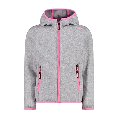 Abbildung von CMP Kinder Knit Tech Jacke mit fester Kapuze, Silber Rosa Fluo, 176