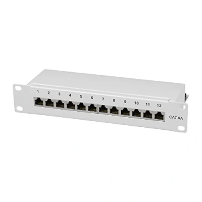 Abbildung von LogiLink Professional Cat.6A (500 MHz) Patchpanel Verteilerfeld, 10&quot;, STP (geschirmt) 12 Port (RJ45)