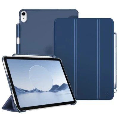 Abbildung von Fintie Hülle für iPad Air 11 Zoll M2, 6 2024 Hülle, 5 2022/ 4 2020 10.9 mit Stifthalter, ultradünne leichte Schutzhülle Case transparenter Rückseite, Marineblau