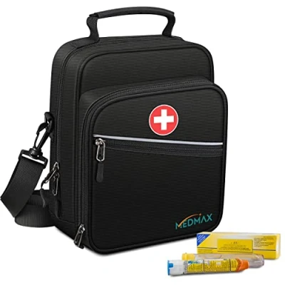 Abbildung von MEDMAX Medikament Tasche, Insulin Kühltasche EpiPen Isolierte Tragetasche, Große Kapazität Notfalltasche für Diabetes Zubehör, Asthma Inhalator, Anti Histamin, Auvi Q, Allergy Medicine Essentials