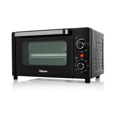 Abbildung von Tristar Mini Backofen, 800 W, 10 L Volumen, Timerfunktion, Doppelglastür, Temperaturbereich bis 230C, zum Campen geeignet, Grillen, Backen und Toasten, vielseitig kompakt, schwarz, OV 3615