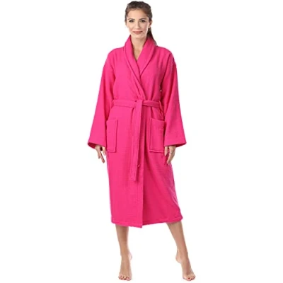 Abbildung von Ladeheid Damen Frottee Bademantel aus 100% Baumwolle Waffelpiqué LA40 227 (Amaranth (D02), S)