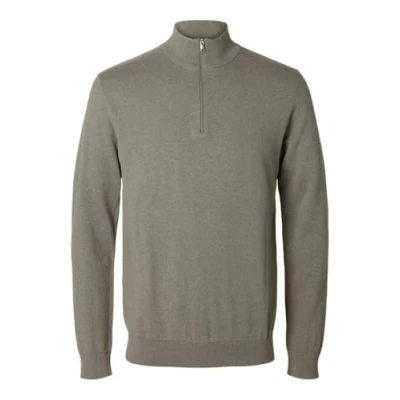 Abbildung von Selected Homme Slhberg HALF ZIP Strickpullover, Herren, Größe: Large, Vetiver melange