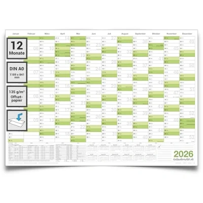 Abbildung von Kalenderoutlet Din A0 Wandkalender 2026 Jahresplaner XXL gefaltet, sehr großer Kalender deutsch sprachig 1189x 841mm