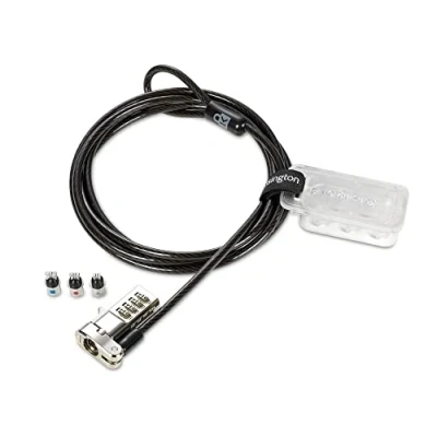 Abbildung von Kensington Universal 3 in 1 Kombinationsschloss, Anti Diebstahl Sicherheitsschloss für Computer, 1,8 m Langes, Sicheres, Flexibles Karbonstahlkabel, K62316WW