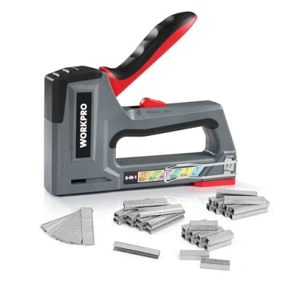 Abbildung von WORKPRO Profi Handtacker Set Heavy Duty, 6 in 1 Werkzeugtacker mit 4000 Klammern&amp;Nägel, für Typ 53,140,36,8,9,T20 einstellbare Schusskraft, Renovierungen,Dekoration,Möbelbau, Polstern