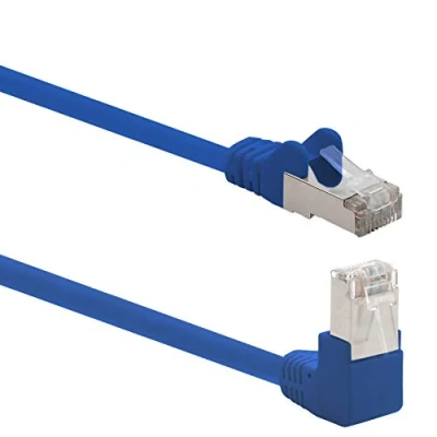 Abbildung von 1aTTack.de 366177 Cat.6 Netzwerkkabel Winkel 90 Grad 2m blau 1 Stück Cat6 Patchkabel (SFTP PIMF) 1000Mbit/s Rj 45 Stecker x Meter