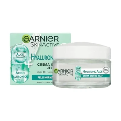Abbildung von Garnier Gel Creme für normale Haut, beruhigende Wirkung, angereichert mit Hyaluronsäure, Aloe Vera und Glycerin, hydratisierte Haut bis zu 48 h, Hyaluronic Aloe, 50 ml
