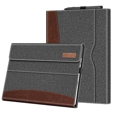 Abbildung von Fintie Hülle für Microsoft Surface Pro 11 / 10 9 13 Zoll Multi Sichtwinkel Kunstleder Tasche Schutzhülle mit Dokumentschlitze Stift Halter, Type Cover Kompatibel, Braun