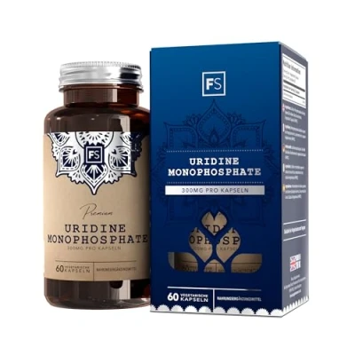 Abbildung von FS Uridinmonophosphat 60 Uridin Kapseln Hochdosiertes Uridine Monophosphate 300mg pro Portion Gentechnik , Gluten &amp; Allergenfrei Hergestellt in Großbritannien