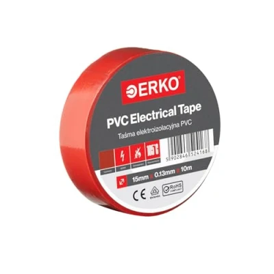 Abbildung von ERKO Isolierband Rot 15mm x 10m PVC Elektrische Leitungen Reparatur, Superflexibel, Extrastarke Haftung, Chemikalienresistent, Universal