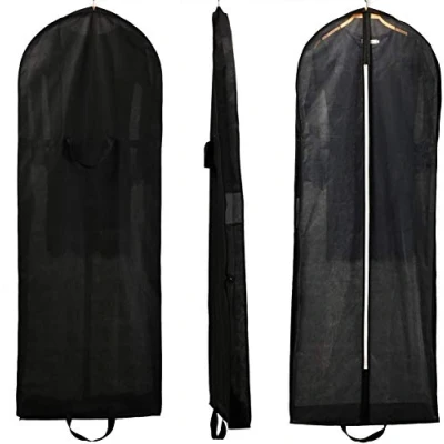 Abbildung von HIMRY® Atmungsaktiver Faltbare Kleidersack Schutzhülle, ca. 149 cm, Zwei Taschen für Zubehörteile, Kleider/Abendkleider/Anzüge/Mäntel, Reissverschluss, Schwarz, KXB1007 Black
