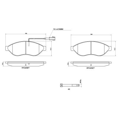 Abbildung von BREMBO P 23 200 Bremsbelagsatz inkl. Verschleißwarnkontakt mit Bremssattelschrauben Zubehör FIAT: Ducato III Van, Minibus