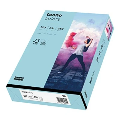 Abbildung von inapa farbiges Druckerpapier, buntes Papier tecno Colors: 120 g/m², A4, 250 Blatt, mittelblau