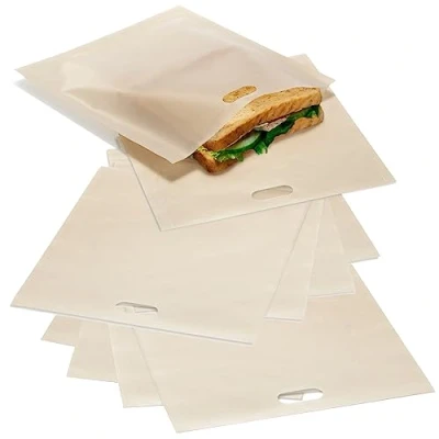 Abbildung von COM FOUR® 10x Toastbeutel aus Teflon, wiederverwendbare Antihaft Toasttüten, Toasttaschen für Käsetoasts im Toaster, Toastofen und Sandwichtoaster pflegeleicht, hitzebeständig (10 Stück Teflon)