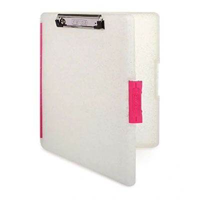 Abbildung von Dexas 3517 22G Slimcase 2 Klemmbrett mit seitlicher Öffnung, Kunststoff, Glitzer rosa Clips