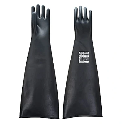 Abbildung von Portwest Schwerer Latex Gummihandschuh 600mm, Größe: L, Farbe: Schwarz, A803BKRL