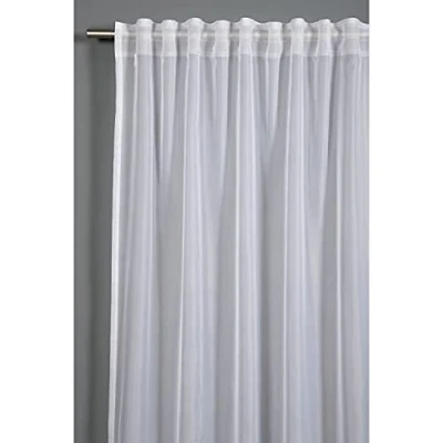 Abbildung von GARDINIA Vorhang mit verdeckten Schlaufen und Gardinenband, Lichtdurchlässig, Transparent, Gardine Voile Uni, Weiß, 450 x 175 cm