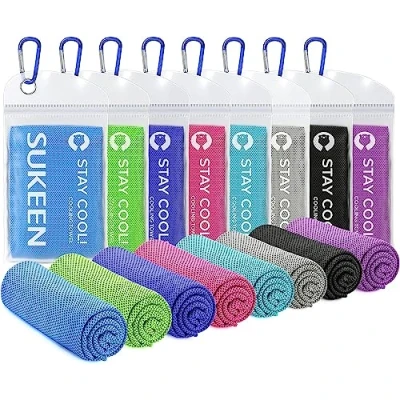 Abbildung von Sukeen kühlendes Handtuch (101,6 x 30,5 cm), Eishandtuch, weich, atmungsaktiv, Handtuch, Mikrofaser für Yoga, Sport, Laufen, Fitnessstudio, Training, Camping, Fitness, Workout und