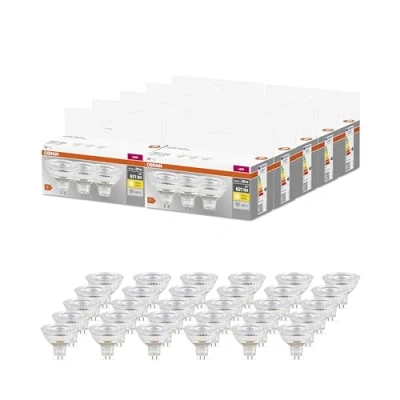 Abbildung von OSRAM Niedervolt LED Reflektorlampen MR16 mit Retrofit Stecksockel, 50 Watts Ersatz, GU5.3, 2700 Kelvin, Glass, 6 er Pack, Dark Gray