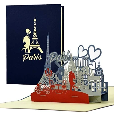 Abbildung von Reisegutschein 3D Pop Up für Sie oder Ihn in die Stadt der LiebeGutschein Geburtstagskarte ParisGeschenkidee und Geschenk, A124AMZ