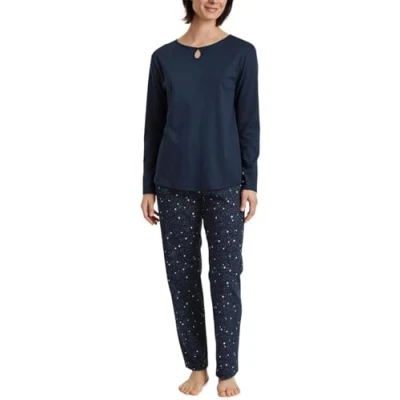 Abbildung von CALIDA Sweet Dreams Pyjama, lang Damen, aus 100% Baumwolle, Hose mit stoffbezogenem Gummibund